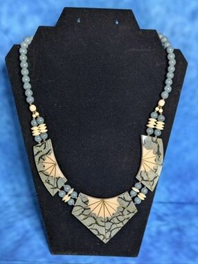 Vintage Estate Beaded Bib Necklace 12" Hook Clasp GUC
